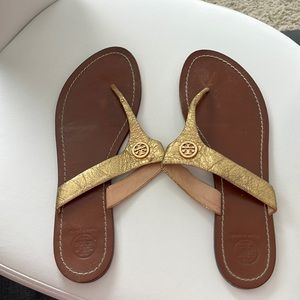 Tory Burch, gold sandals